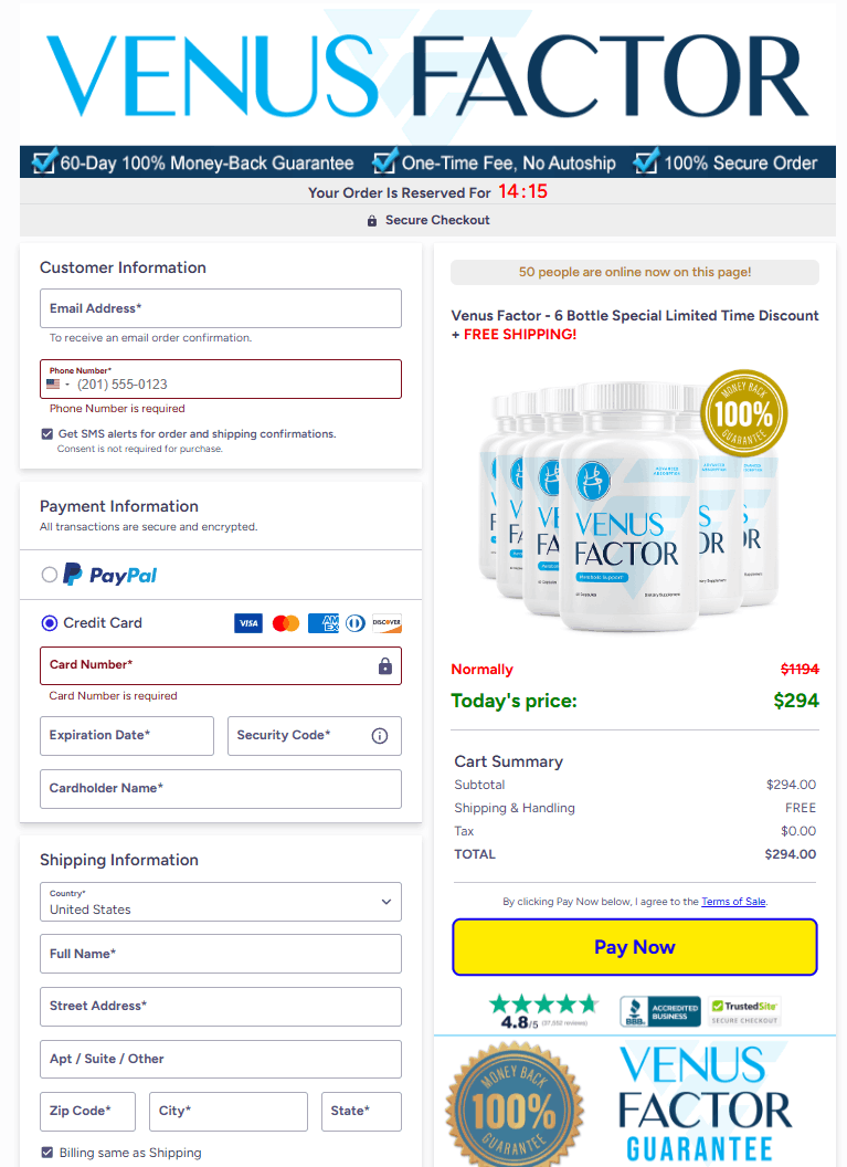 Venus Factor order-page